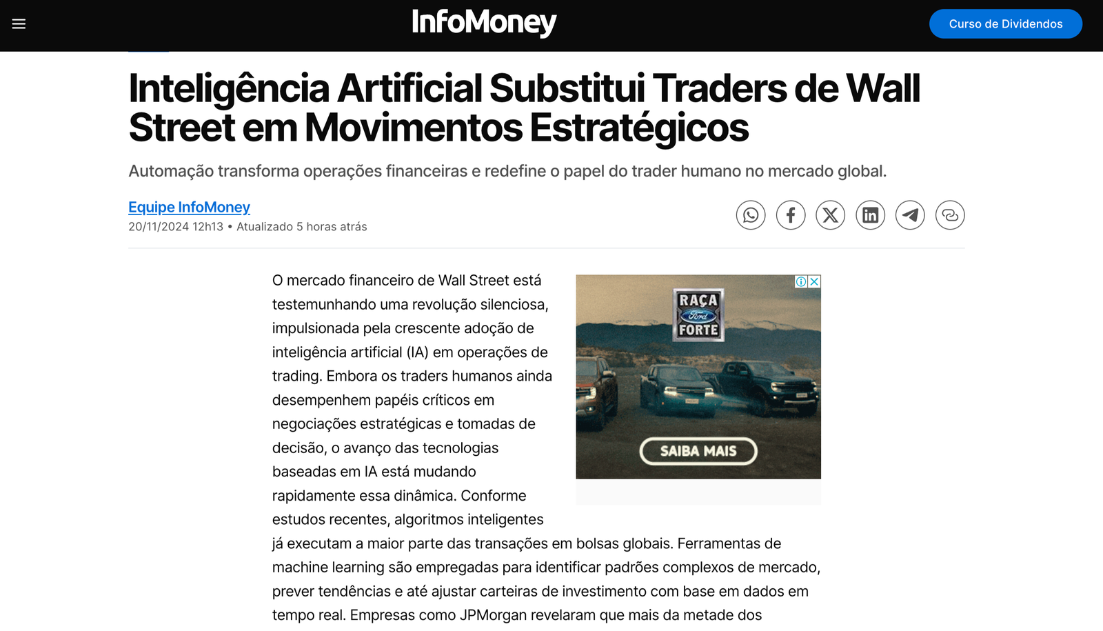 Notícia sobre trading